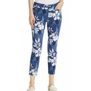Tommy Bahama Tropical Print Cropped Jeans GUC Blue & White Size 30